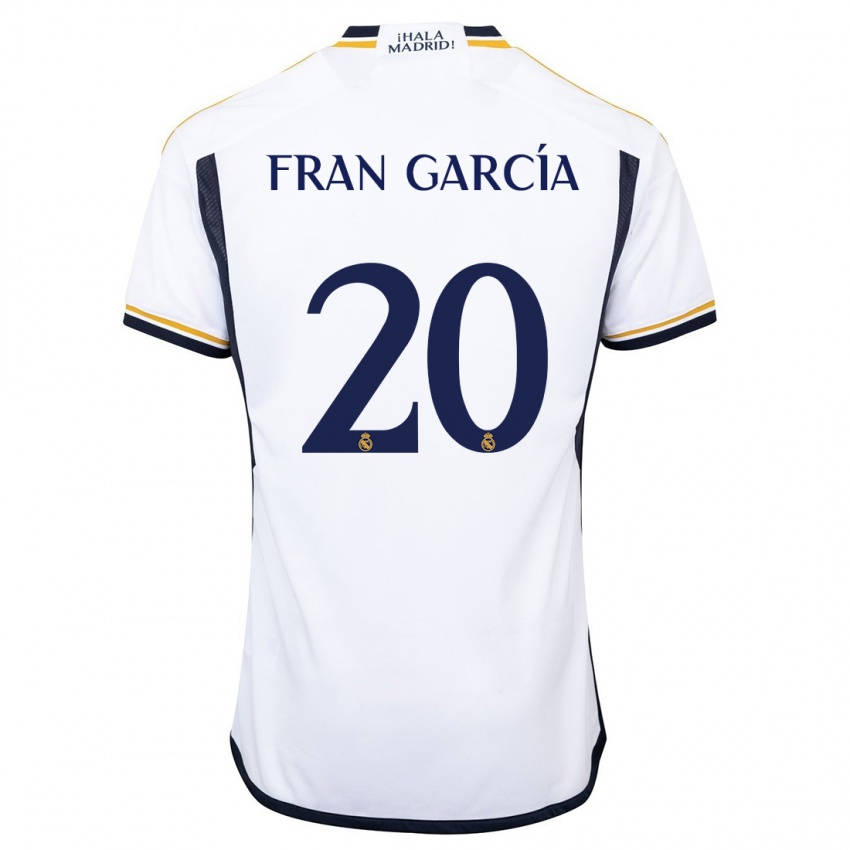 Męski Fran García #20 Biały Domowa Koszulka 2023/24 Koszulki Klubowe