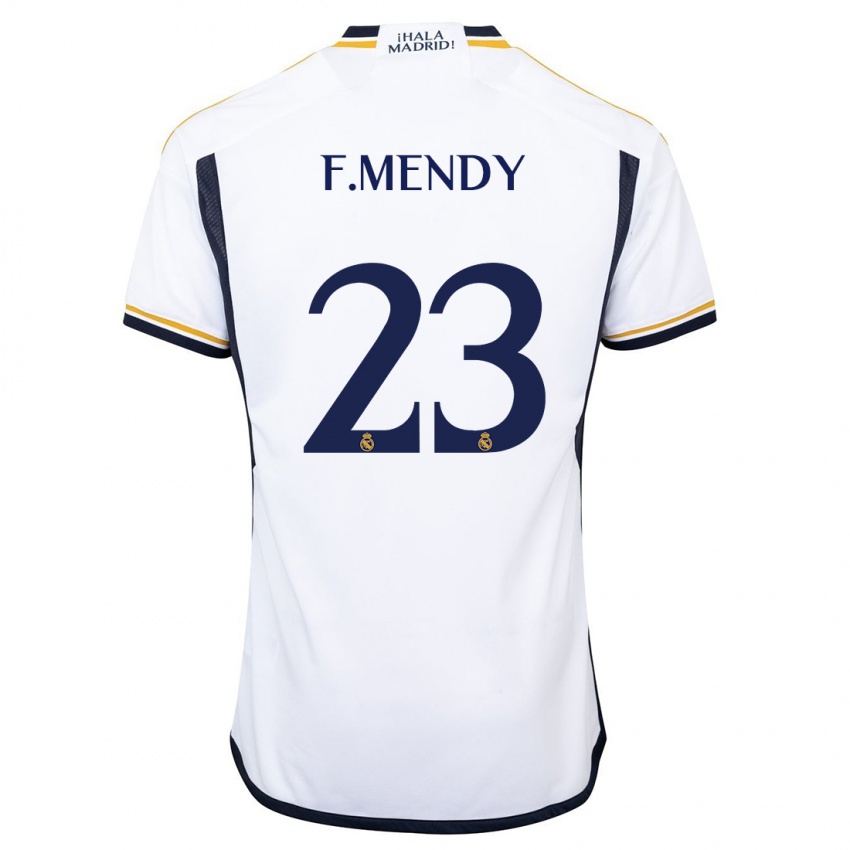 Męski Ferland Mendy #23 Biały Domowa Koszulka 2023/24 Koszulki Klubowe