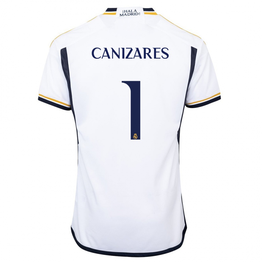 Męski Lucas Canizares #1 Biały Domowa Koszulka 2023/24 Koszulki Klubowe