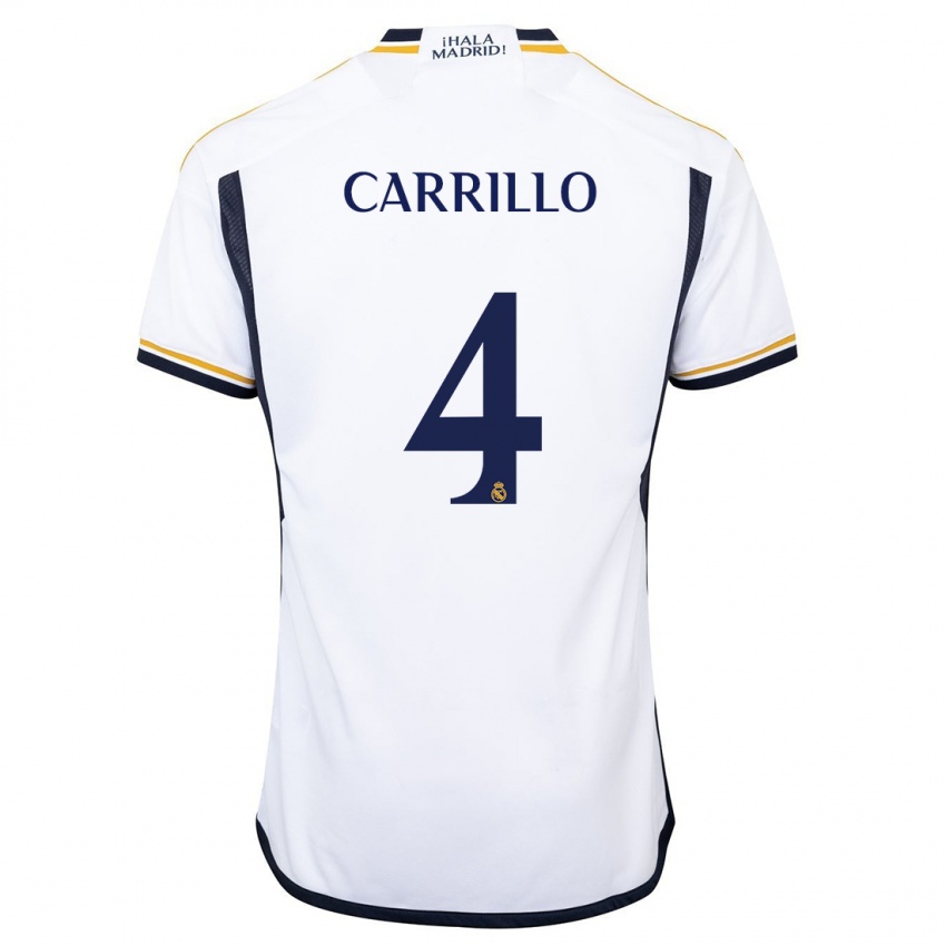 Męski Alvaro Carrillo #4 Biały Domowa Koszulka 2023/24 Koszulki Klubowe