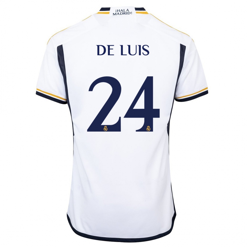 Męski Mario De Luis #24 Biały Domowa Koszulka 2023/24 Koszulki Klubowe
