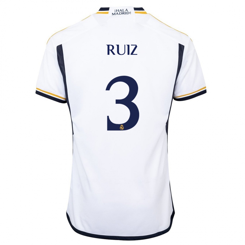 Męski David Ruiz #3 Biały Domowa Koszulka 2023/24 Koszulki Klubowe