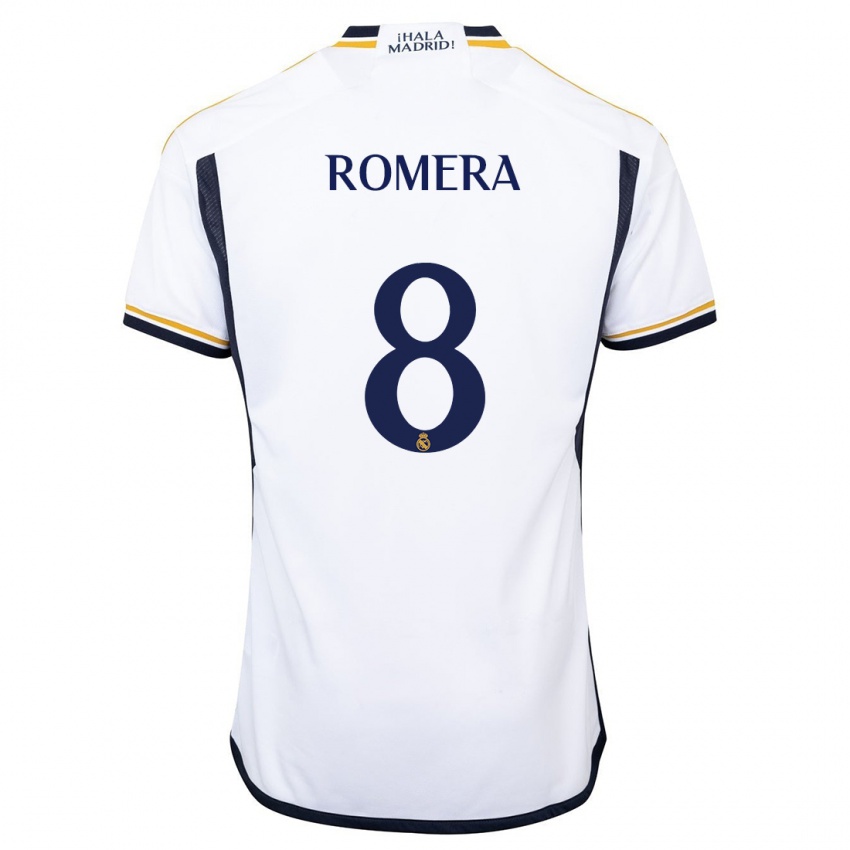 Męski Miguel Romera #8 Biały Domowa Koszulka 2023/24 Koszulki Klubowe