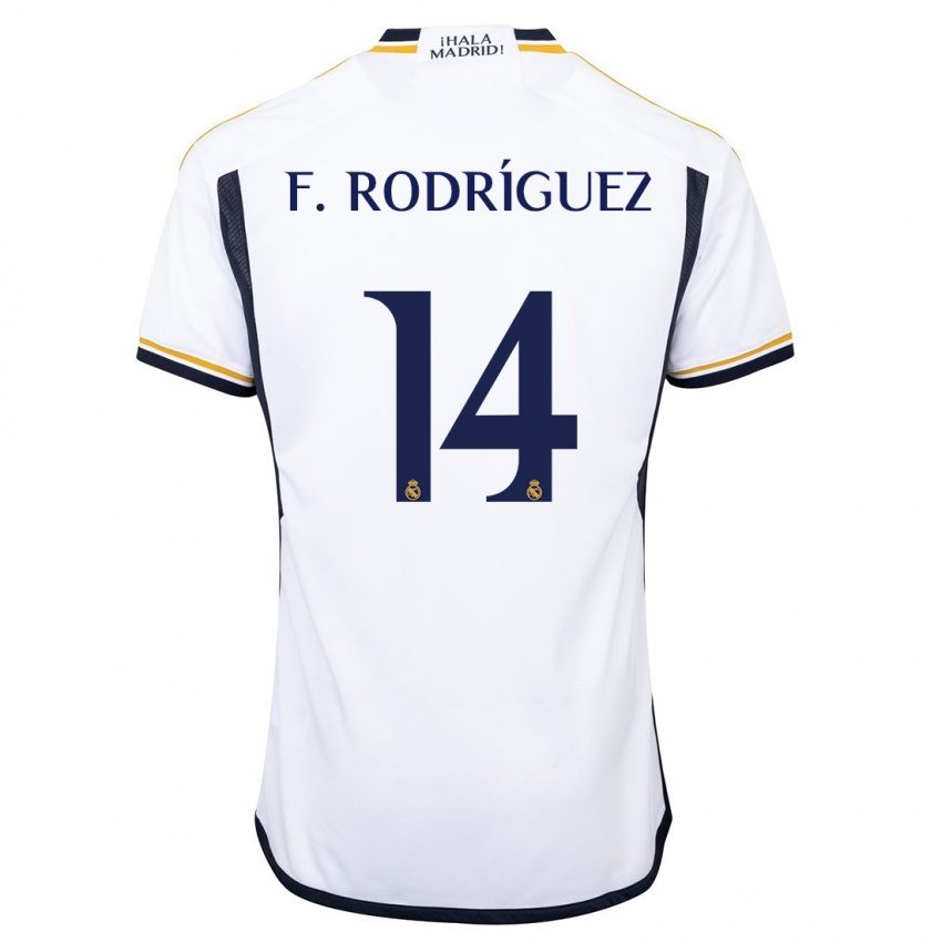 Męski Fer Rodríguez #14 Biały Domowa Koszulka 2023/24 Koszulki Klubowe