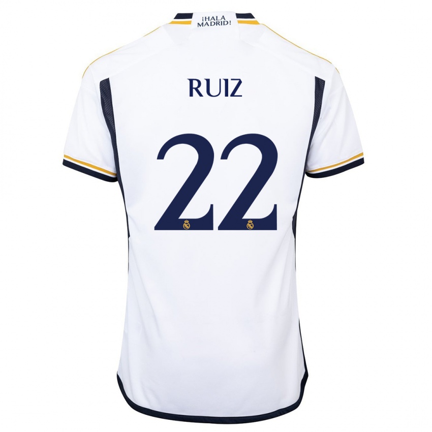 Męski Ferran Ruiz #22 Biały Domowa Koszulka 2023/24 Koszulki Klubowe