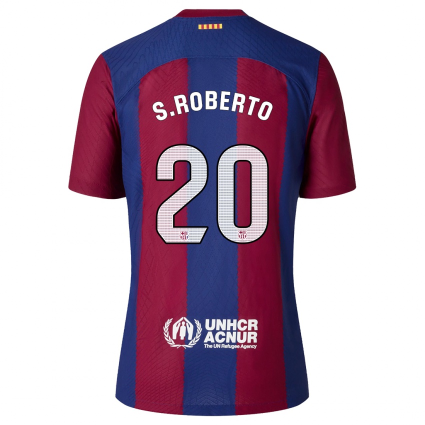 Męski Sergi Roberto #20 Czerwony Niebieski Domowa Koszulka 2023/24 Koszulki Klubowe