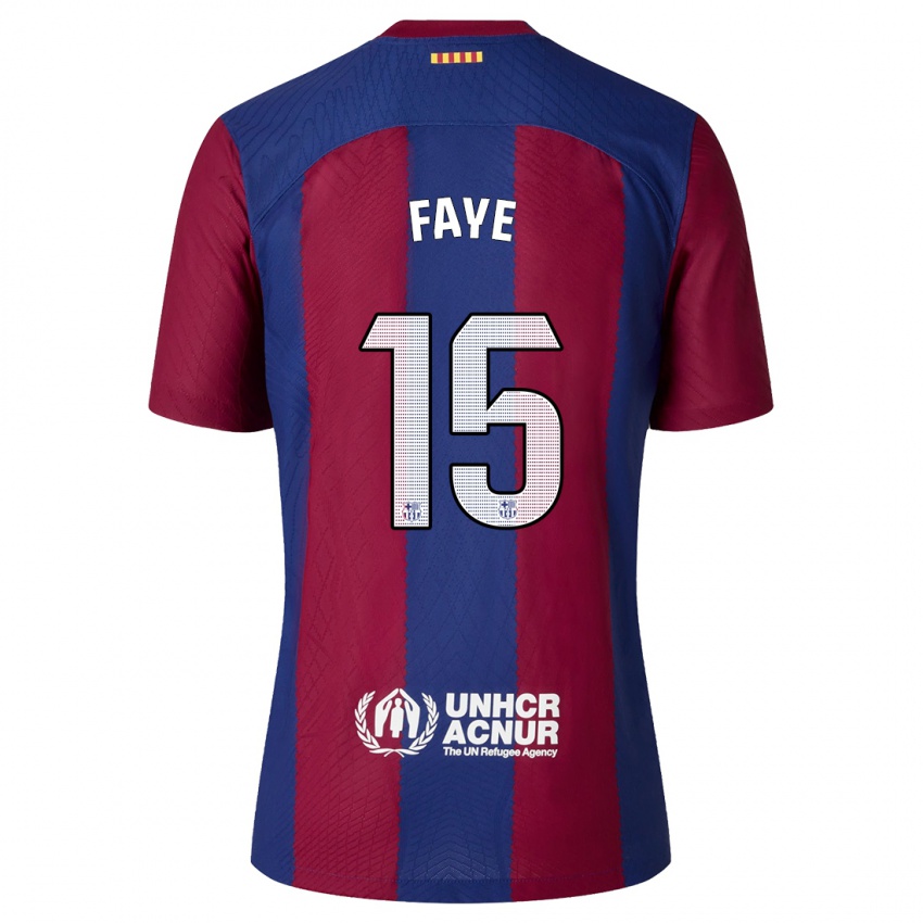 Męski Mikayil Faye #15 Czerwony Niebieski Domowa Koszulka 2023/24 Koszulki Klubowe