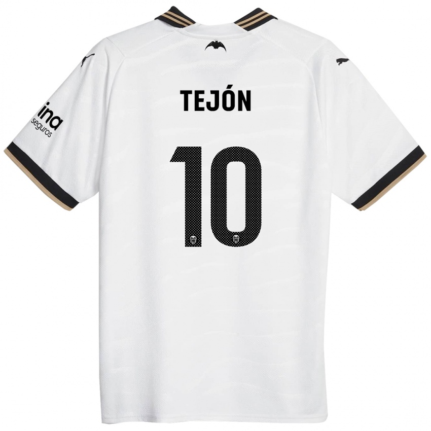 Męski Martín Tejón #10 Biały Domowa Koszulka 2023/24 Koszulki Klubowe