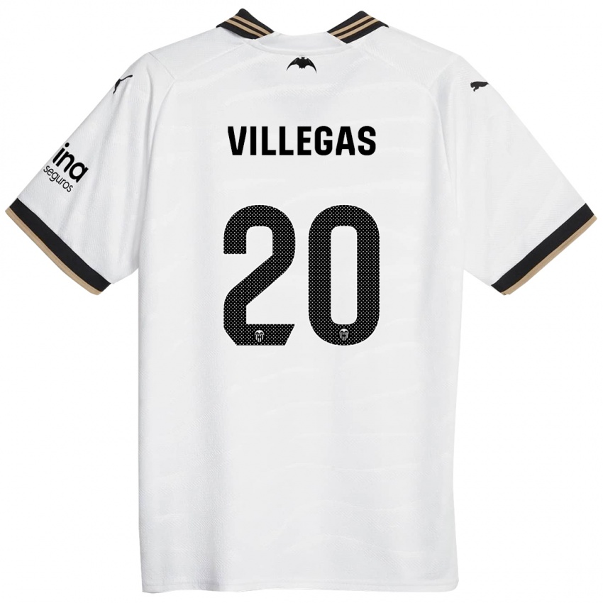 Męski Noelia Villegas #20 Biały Domowa Koszulka 2023/24 Koszulki Klubowe