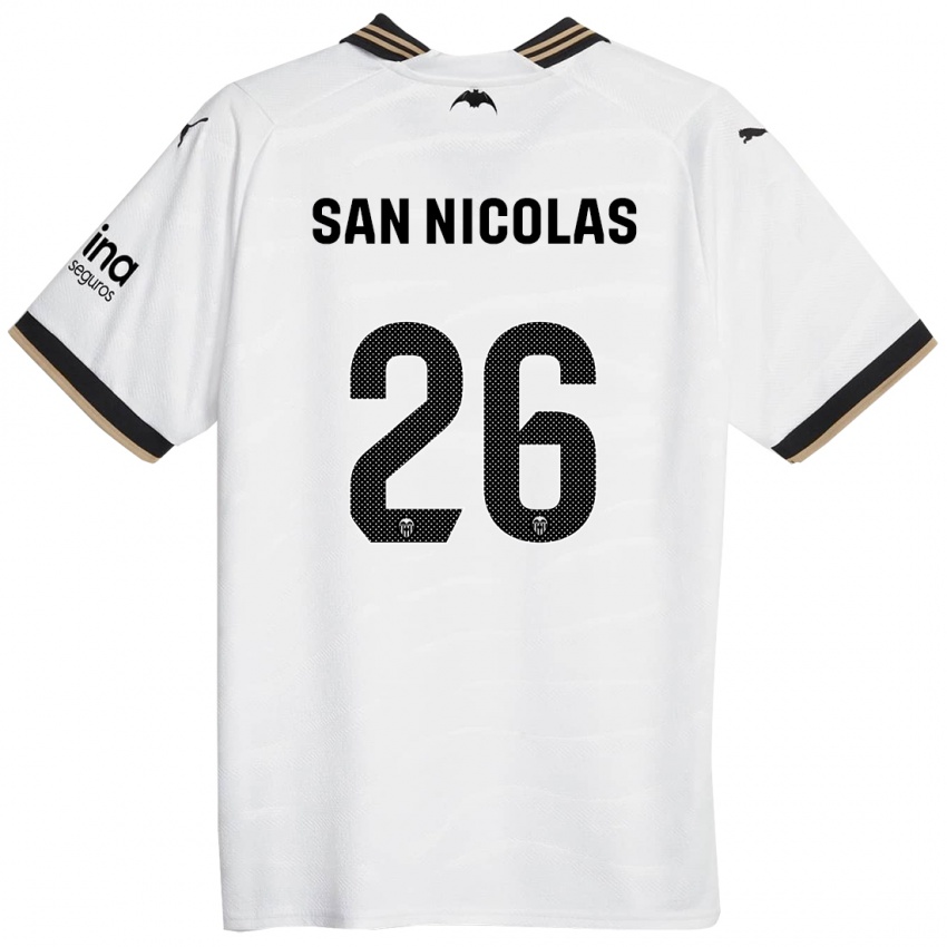 Męski Olga San Nicolas #26 Biały Domowa Koszulka 2023/24 Koszulki Klubowe