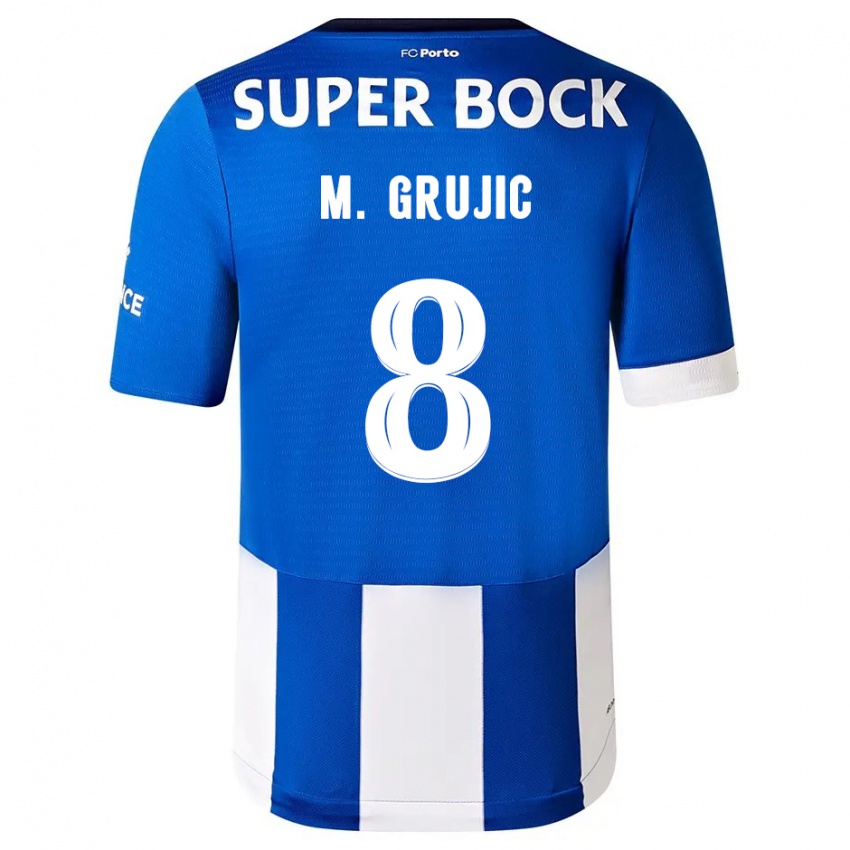 Męski Marko Grujic #8 Niebiesko Biały Domowa Koszulka 2023/24 Koszulki Klubowe