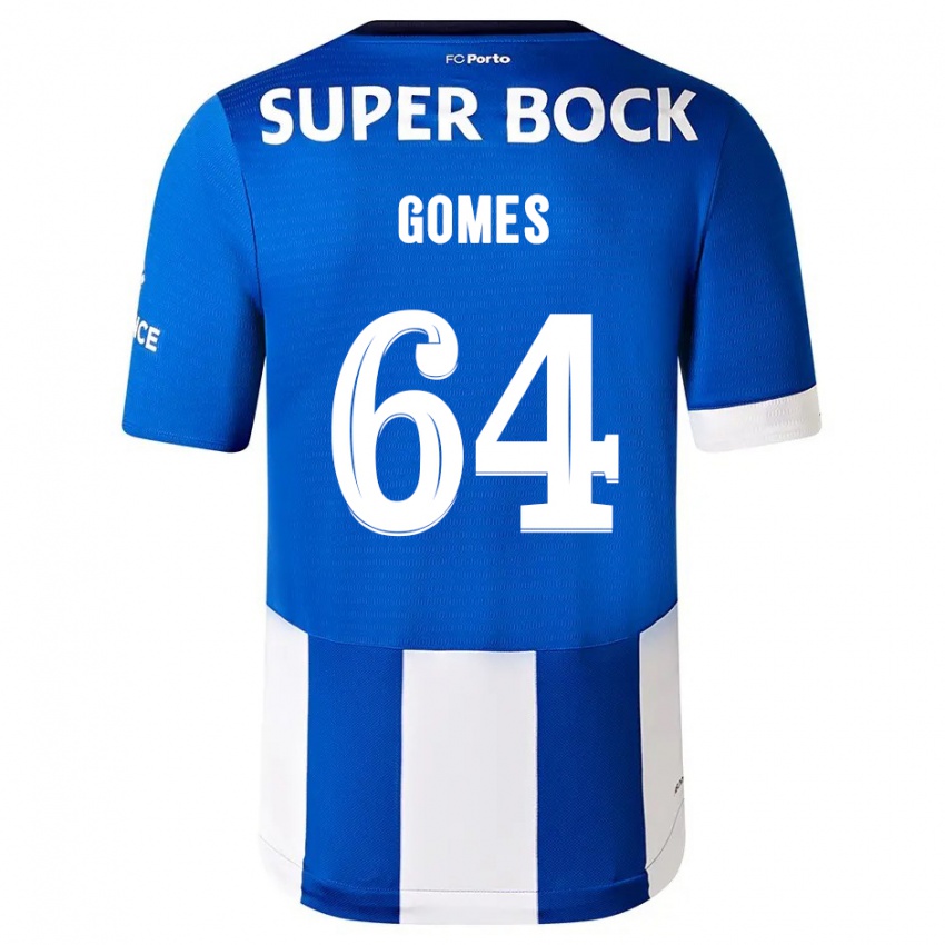 Męski Luís Gomes #64 Niebiesko Biały Domowa Koszulka 2023/24 Koszulki Klubowe