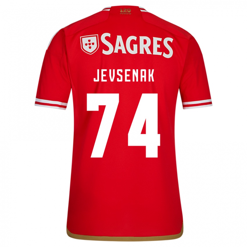 Męski Zan Jevsenak #74 Czerwony Domowa Koszulka 2023/24 Koszulki Klubowe