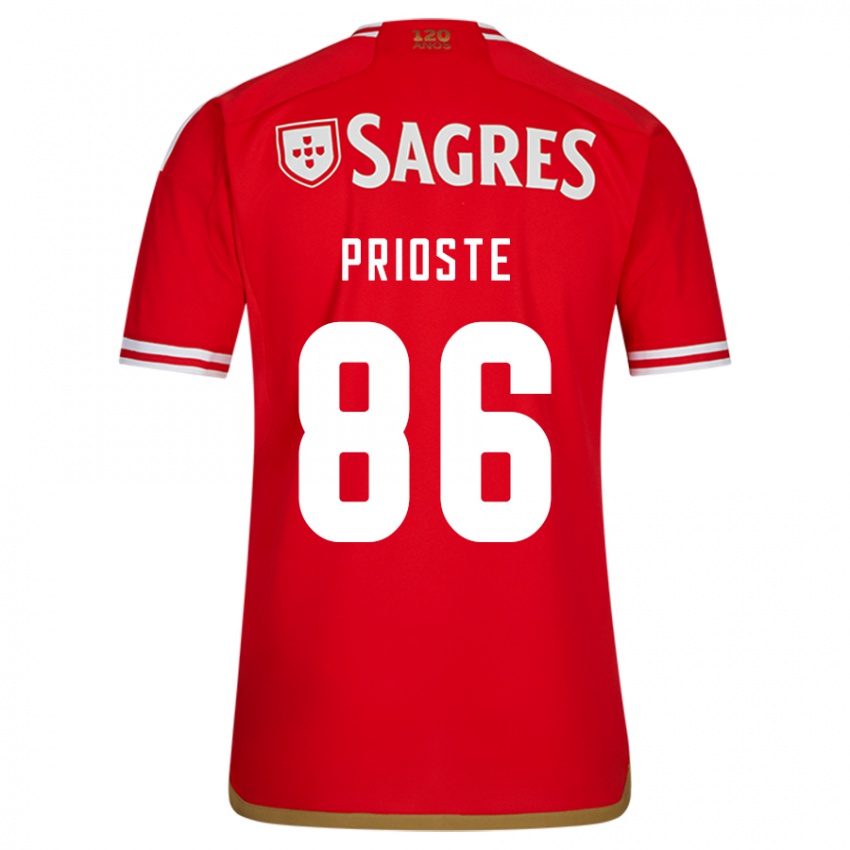 Męski Diogo Prioste #86 Czerwony Domowa Koszulka 2023/24 Koszulki Klubowe
