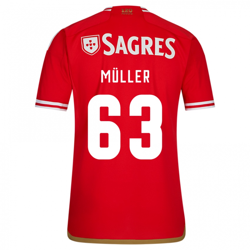 Męski José Müller #63 Czerwony Domowa Koszulka 2023/24 Koszulki Klubowe