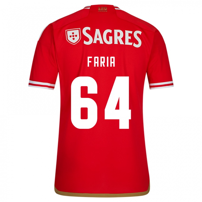 Męski Hugo Faria #64 Czerwony Domowa Koszulka 2023/24 Koszulki Klubowe