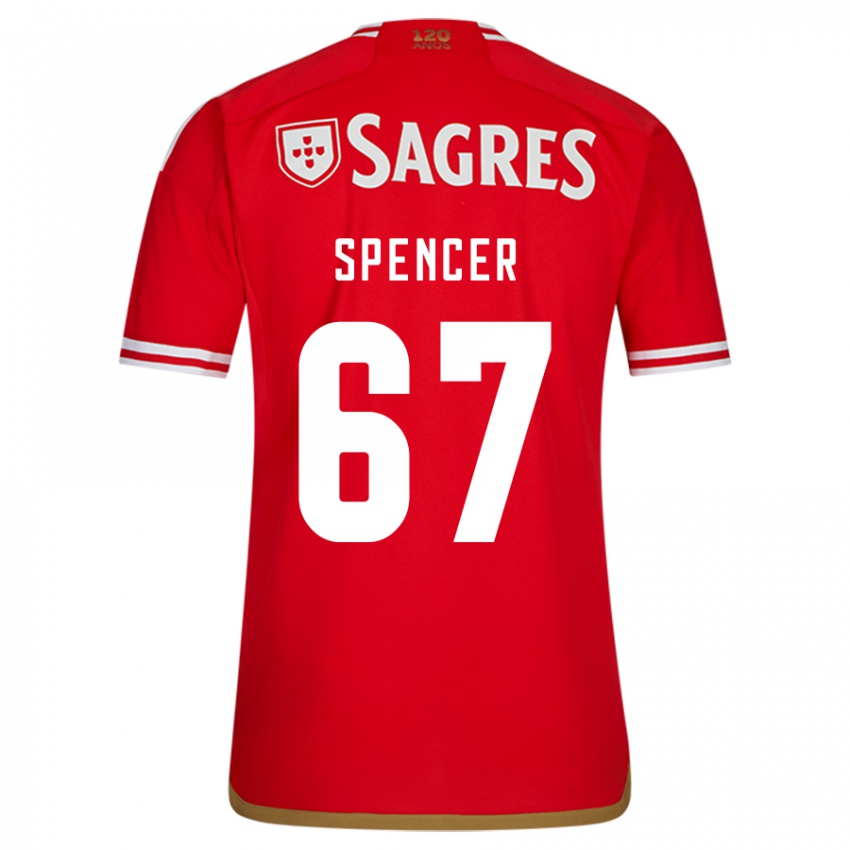 Męski Diogo Spencer #67 Czerwony Domowa Koszulka 2023/24 Koszulki Klubowe