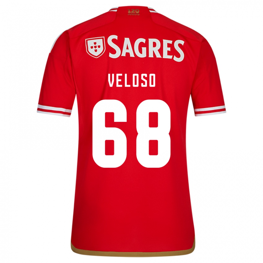 Męski João Veloso #68 Czerwony Domowa Koszulka 2023/24 Koszulki Klubowe