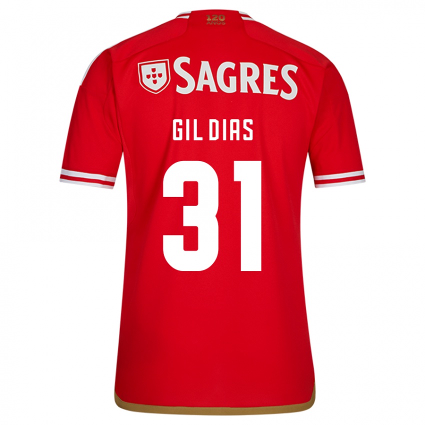 Męski Gil Dias #31 Czerwony Domowa Koszulka 2023/24 Koszulki Klubowe