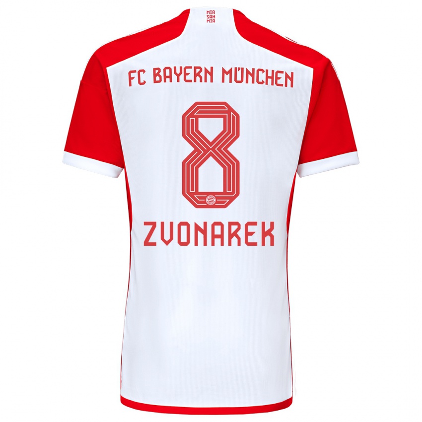 Męski Lovro Zvonarek #8 Czerwony Biały Domowa Koszulka 2023/24 Koszulki Klubowe