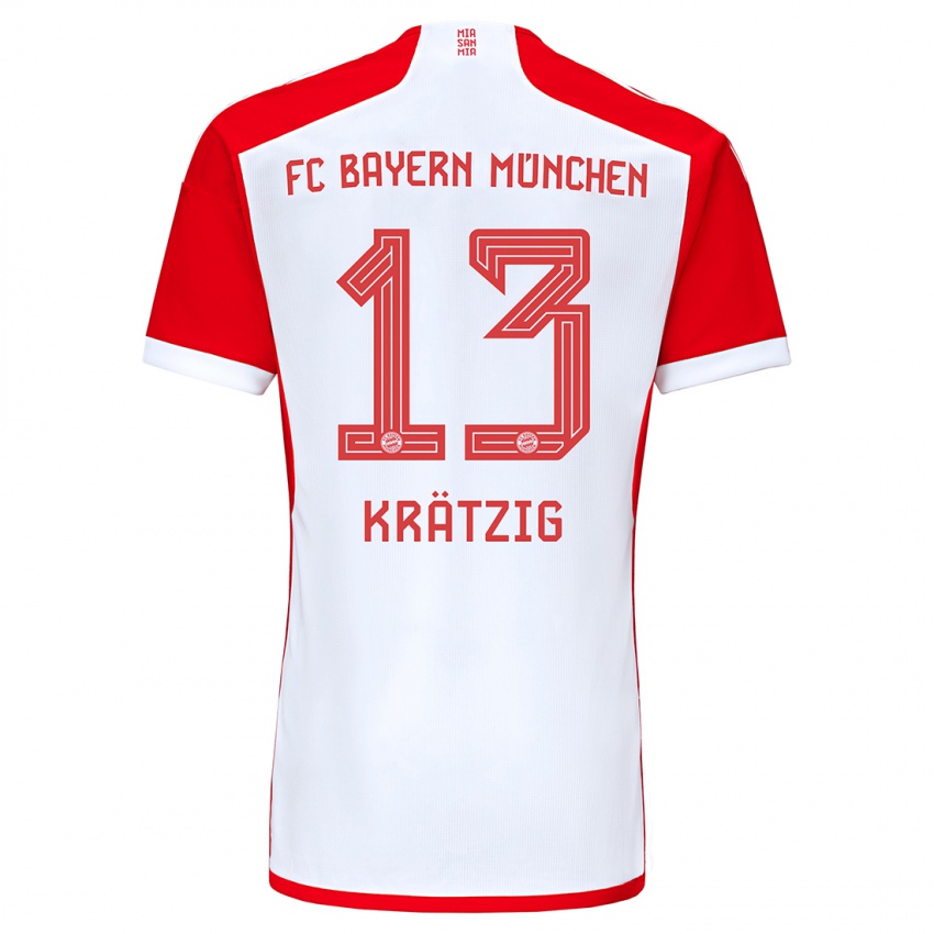 Męski Frans Krätzig #13 Czerwony Biały Domowa Koszulka 2023/24 Koszulki Klubowe