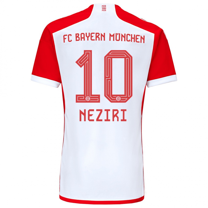 Męski Behar Neziri #10 Czerwony Biały Domowa Koszulka 2023/24 Koszulki Klubowe