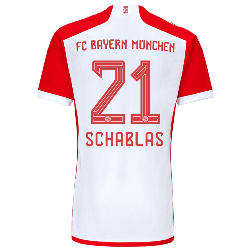 Męski Matteo Schablas #21 Czerwony Biały Domowa Koszulka 2023/24 Koszulki Klubowe