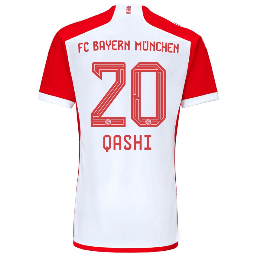 Męski Yousef Qashi #20 Czerwony Biały Domowa Koszulka 2023/24 Koszulki Klubowe