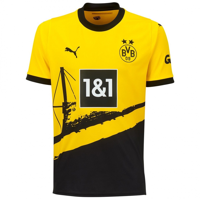 Męski Len Wörsdörfer #18 Żółty Domowa Koszulka 2023/24 Koszulki Klubowe