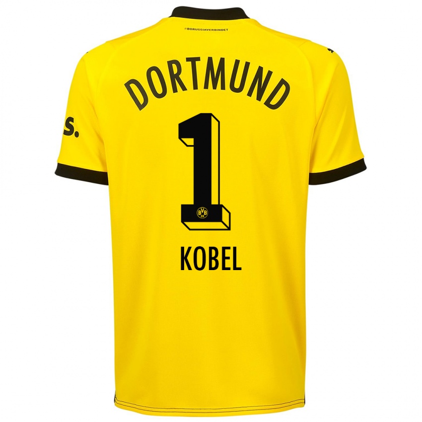 Męski Gregor Kobel #1 Żółty Domowa Koszulka 2023/24 Koszulki Klubowe
