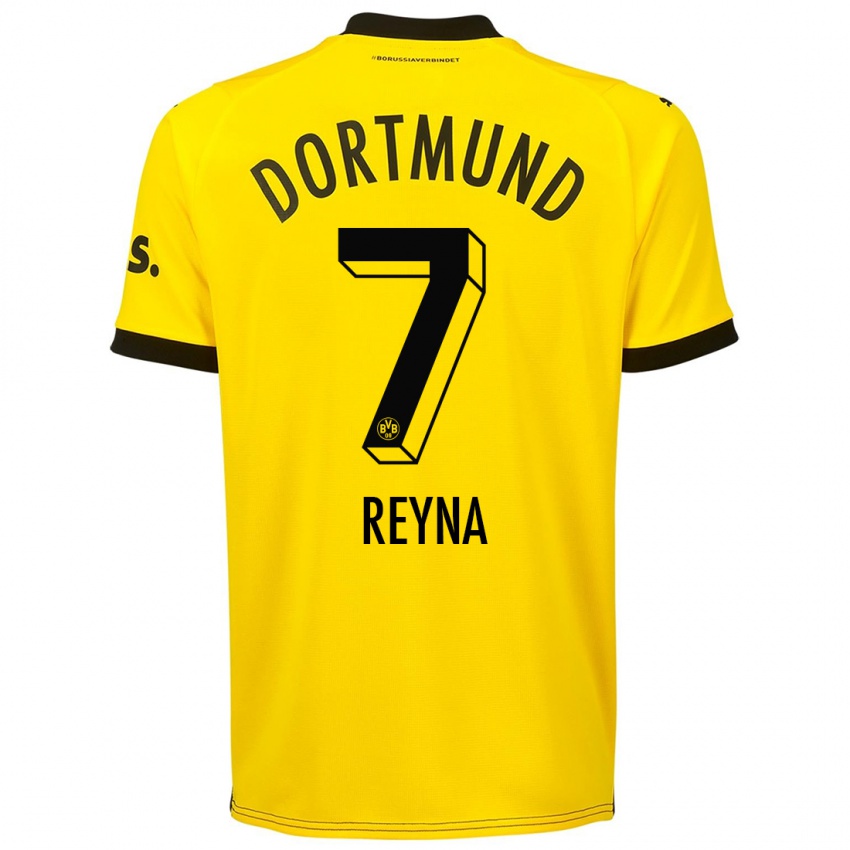 Męski Giovanni Reyna #7 Żółty Domowa Koszulka 2023/24 Koszulki Klubowe