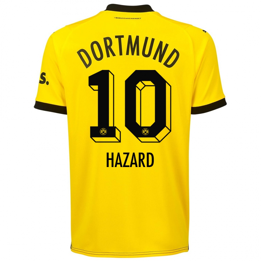 Męski Thorgan Hazard #10 Żółty Domowa Koszulka 2023/24 Koszulki Klubowe