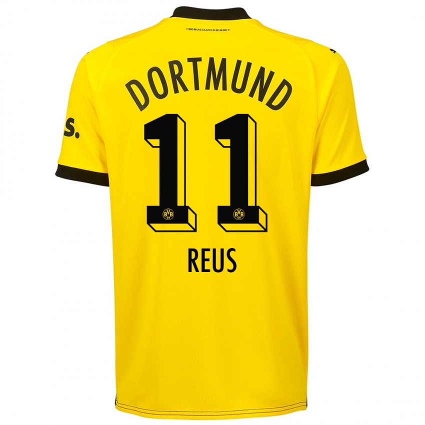 Męski Marco Reus #11 Żółty Domowa Koszulka 2023/24 Koszulki Klubowe