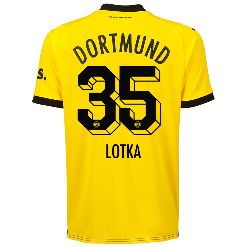 Męski Marcel Lotka #35 Żółty Domowa Koszulka 2023/24 Koszulki Klubowe