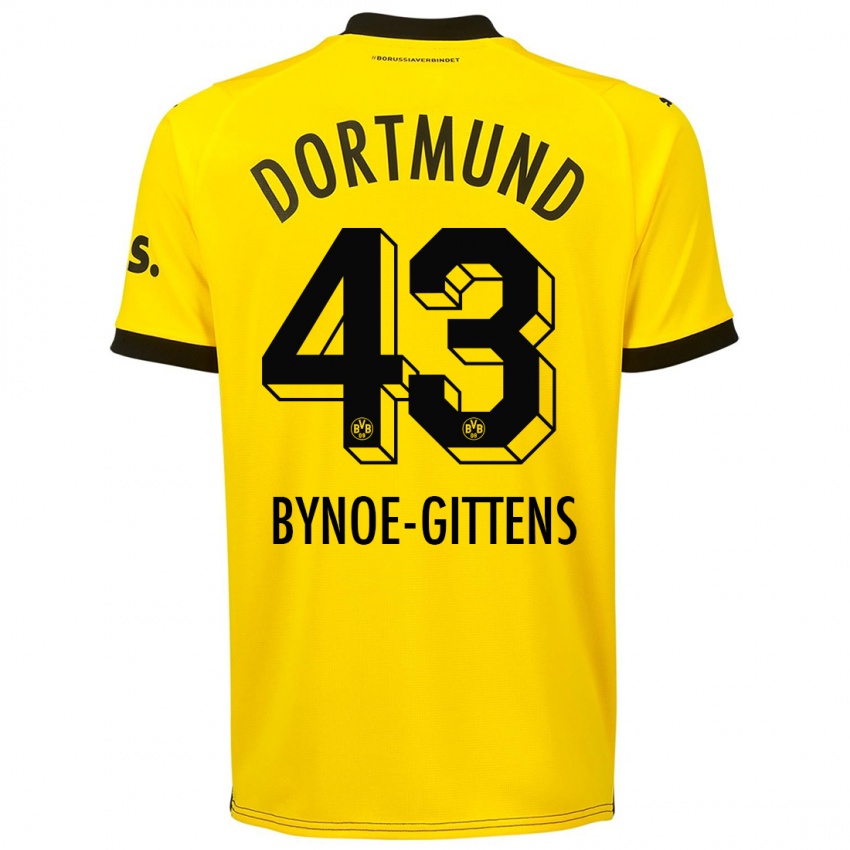 Męski Jamie Bynoe-Gittens #43 Żółty Domowa Koszulka 2023/24 Koszulki Klubowe