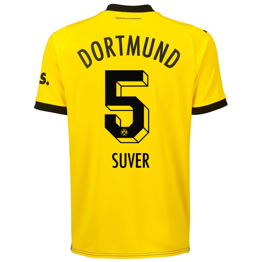 Męski Mario Suver #5 Żółty Domowa Koszulka 2023/24 Koszulki Klubowe