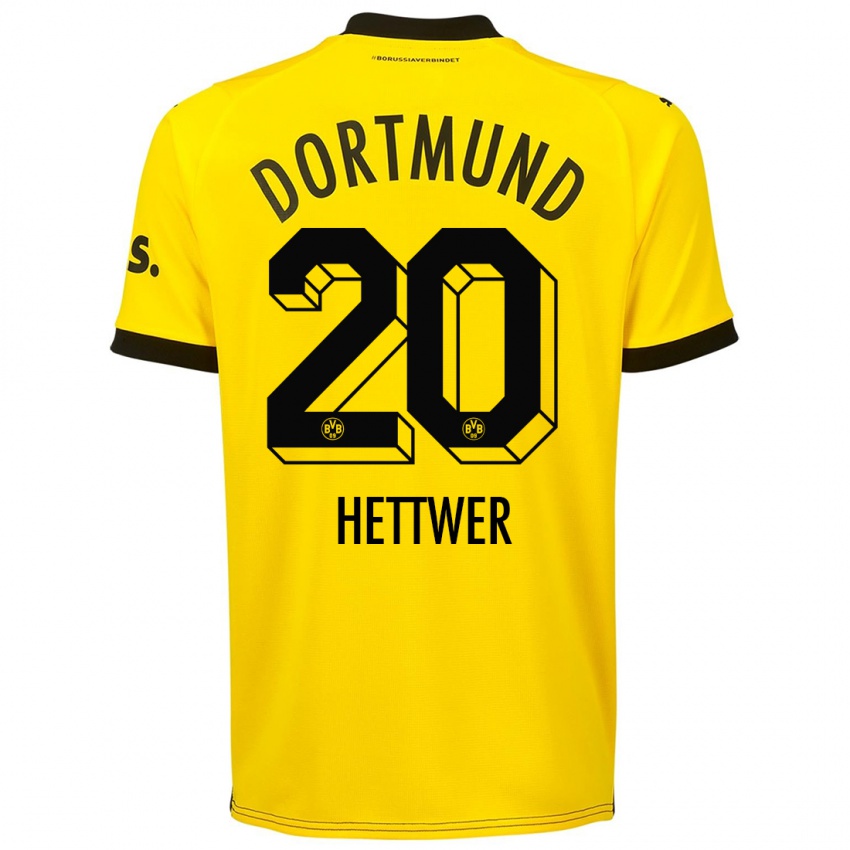 Męski Julian Hettwer #20 Żółty Domowa Koszulka 2023/24 Koszulki Klubowe