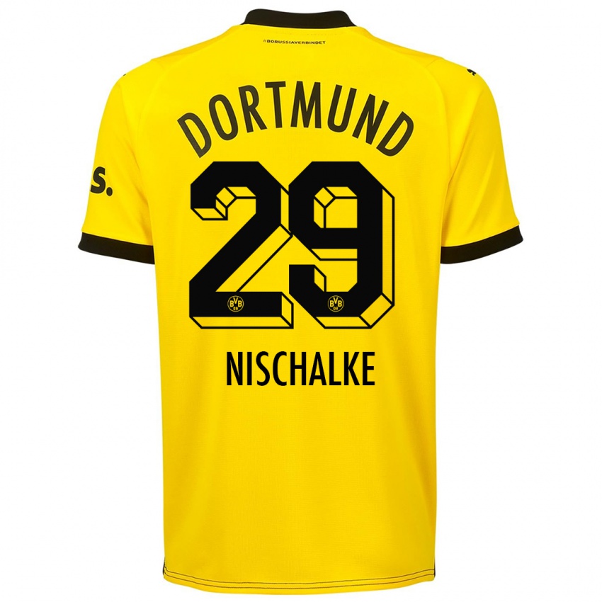 Męski Jermain Nischalke #29 Żółty Domowa Koszulka 2023/24 Koszulki Klubowe