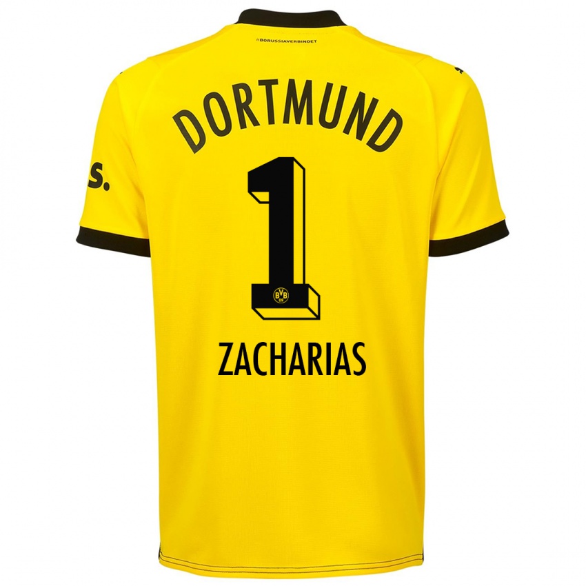 Męski Marlon Zacharias #1 Żółty Domowa Koszulka 2023/24 Koszulki Klubowe