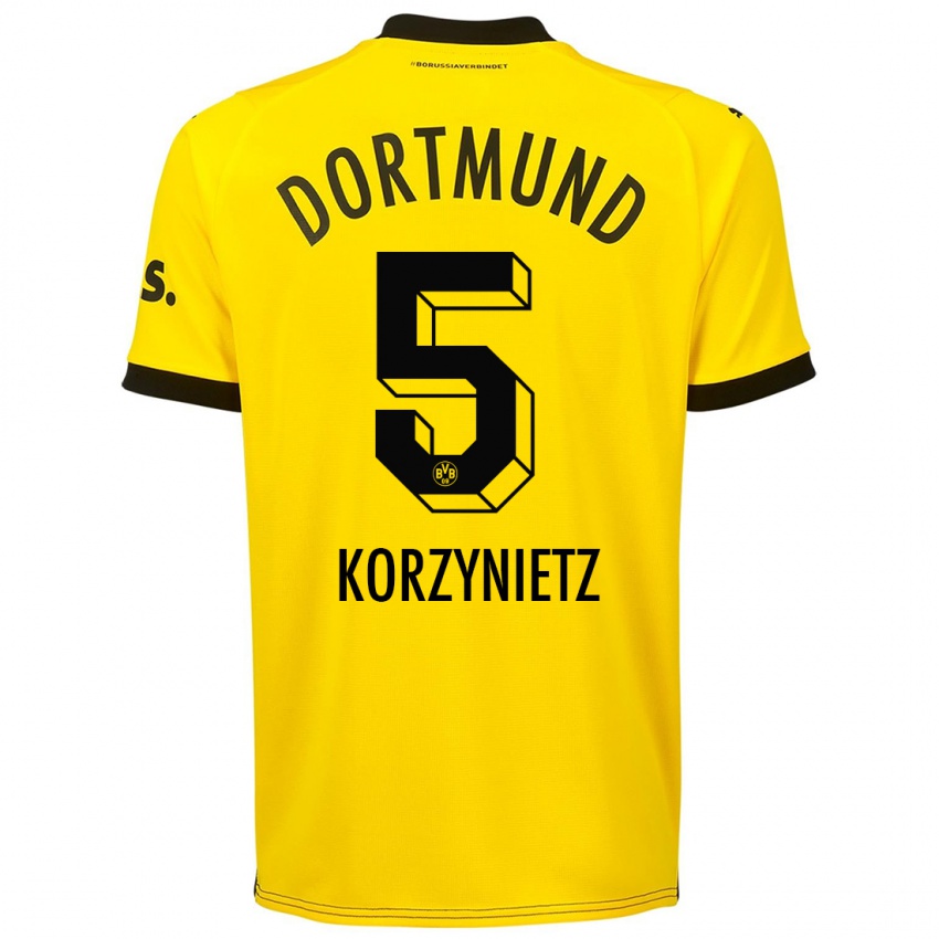 Męski Jaden Korzynietz #5 Żółty Domowa Koszulka 2023/24 Koszulki Klubowe