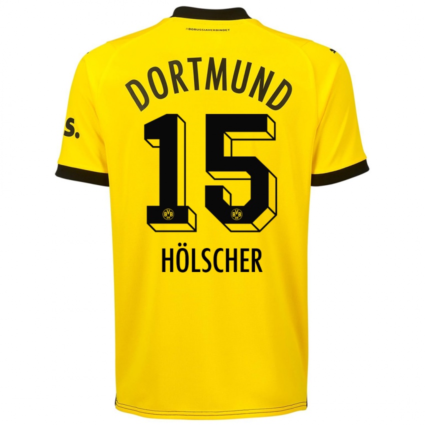 Męski Mats Hölscher #15 Żółty Domowa Koszulka 2023/24 Koszulki Klubowe