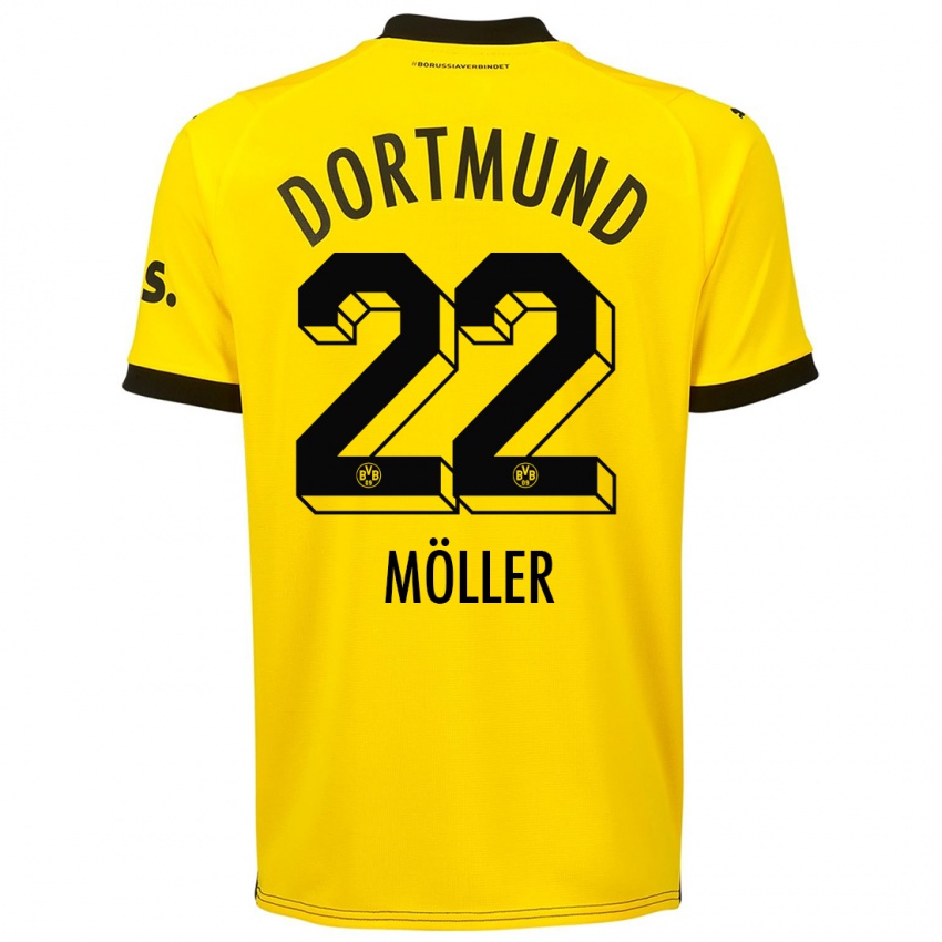 Męski Paul Möller #22 Żółty Domowa Koszulka 2023/24 Koszulki Klubowe