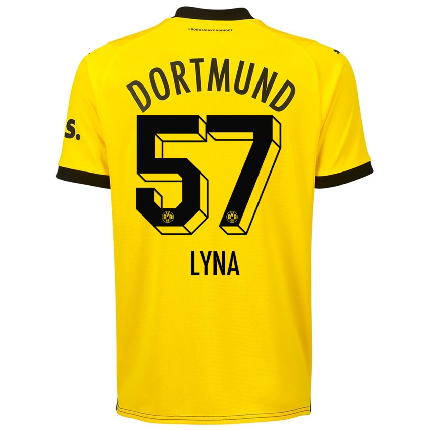 Męski Schwarz Lyna #57 Żółty Domowa Koszulka 2023/24 Koszulki Klubowe