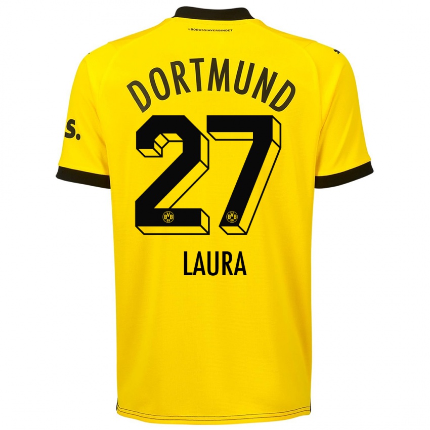 Męski Van Der Heijden Laura #27 Żółty Domowa Koszulka 2023/24 Koszulki Klubowe