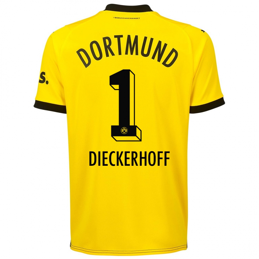 Męski Max Dieckerhoff #1 Żółty Domowa Koszulka 2023/24 Koszulki Klubowe
