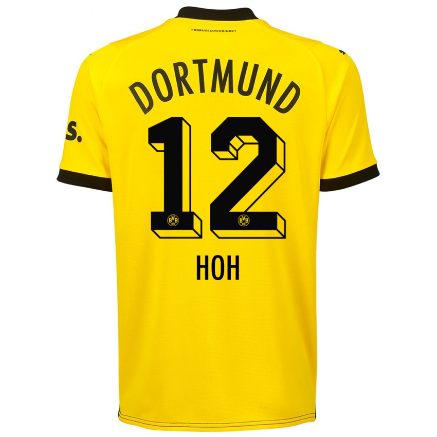 Męski Hendrik Hoh #12 Żółty Domowa Koszulka 2023/24 Koszulki Klubowe