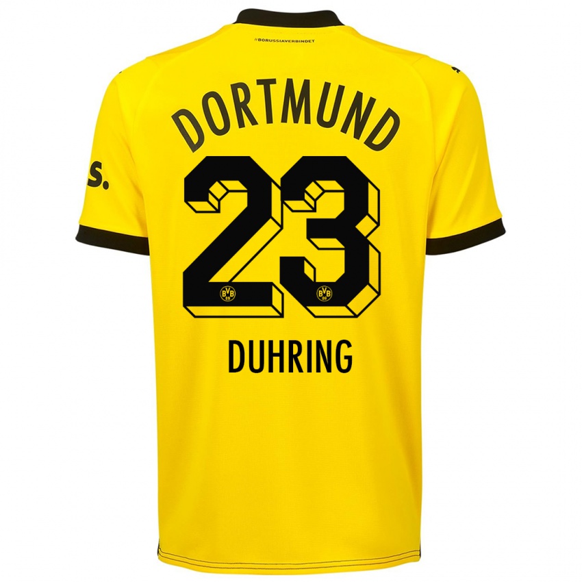 Męski Marc Niclas Duhring #23 Żółty Domowa Koszulka 2023/24 Koszulki Klubowe