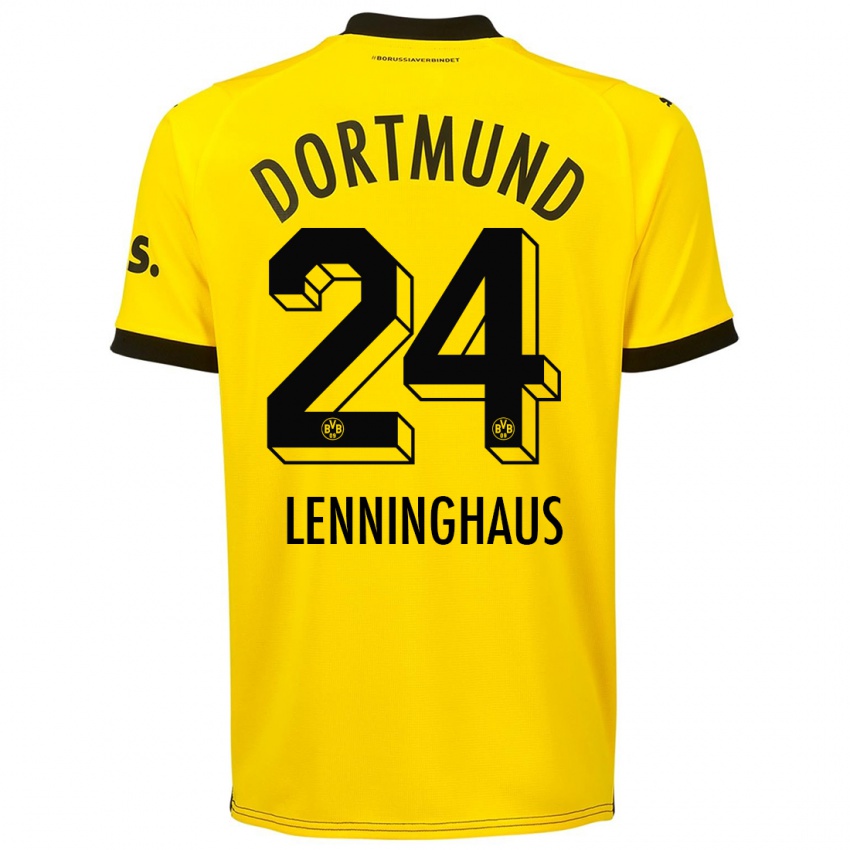 Męski Mika Lenninghaus #24 Żółty Domowa Koszulka 2023/24 Koszulki Klubowe