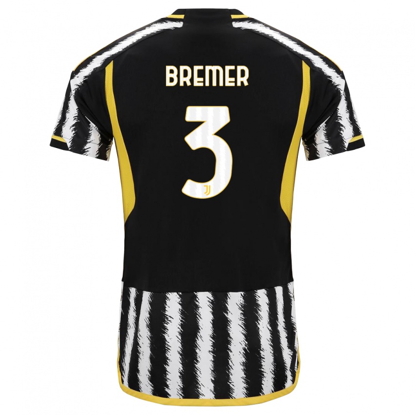 Męski Bremer #3 Czarny Biały Domowa Koszulka 2023/24 Koszulki Klubowe