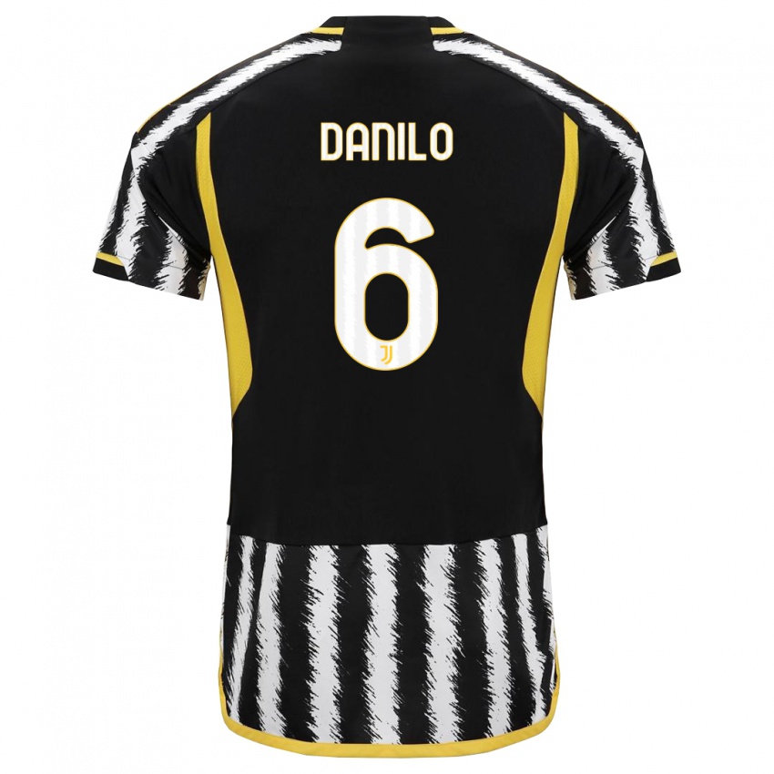 Męski Danilo #6 Czarny Biały Domowa Koszulka 2023/24 Koszulki Klubowe